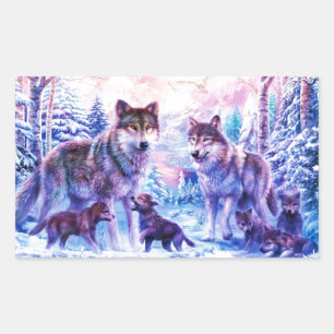 Wolf Family Rectangular Sticker
