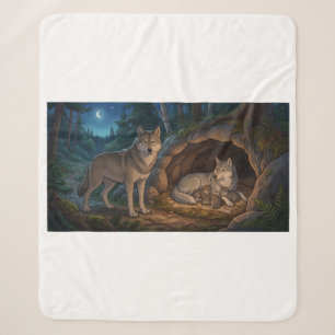 Wolf Family Sherpa Blanket