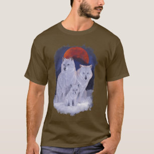 Wolf Family Wolfsrudel Moon Night Wolves Nature Wi T-Shirt