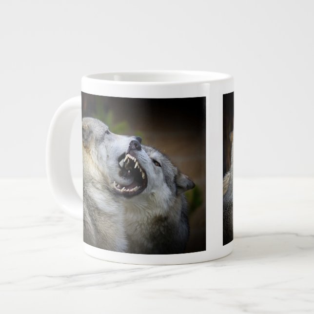 Wolf Fight Large Coffee Mug (Front Left)