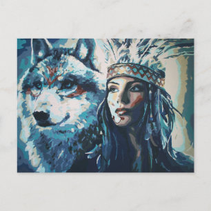 Wolf Fine Art Painting Postcard