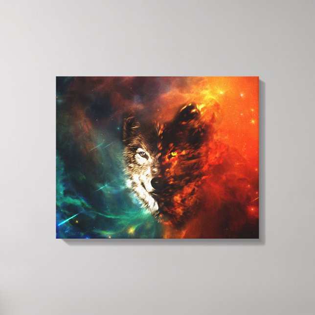 Wolf fire and ice canvas print (Front)
