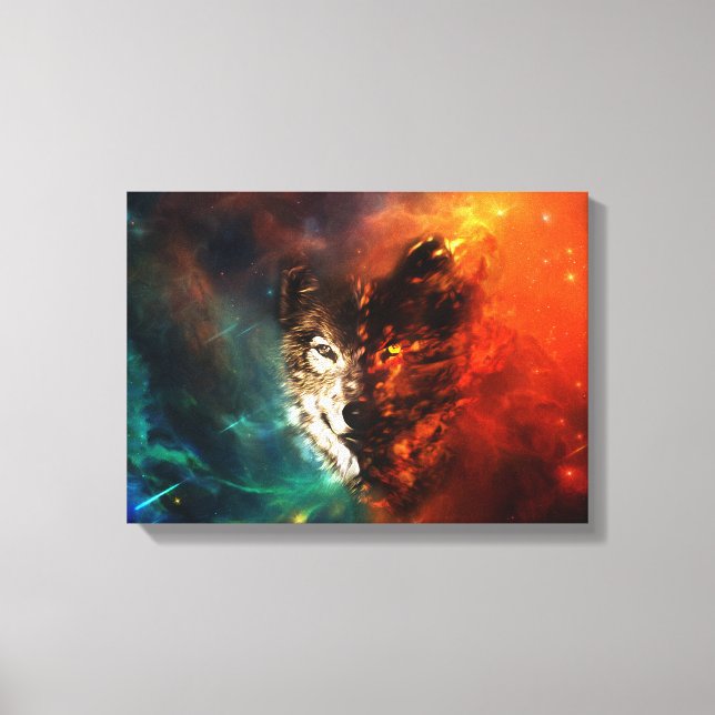 Wolf fire and ice canvas print (Front)