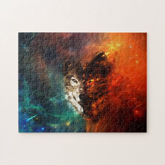 Wolf fire and ice jigsaw puzzle (Horizontal)