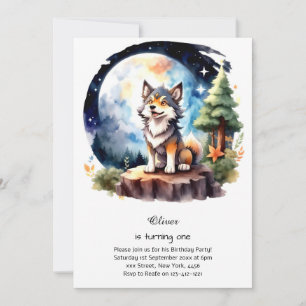 Wolf First Birthday Invitation