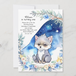 Wolf First Birthday Invitation