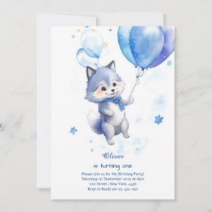 Wolf First Birthday Invitation