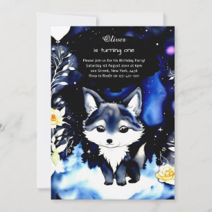 Wolf First Birthday Invitation