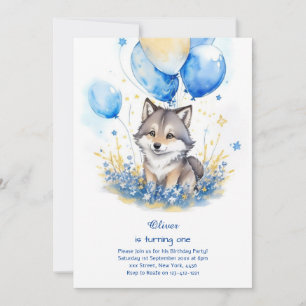 Wolf First Birthday Invitation
