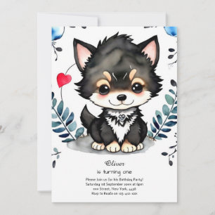 Wolf First Birthday Invitation