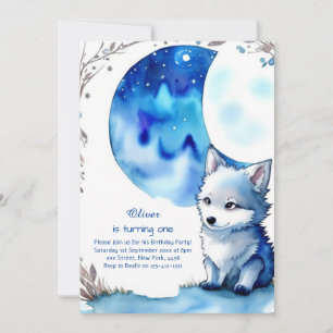 Wolf First Birthday Invitation