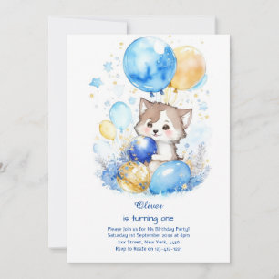 Wolf First Birthday Invitation
