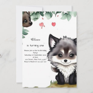 Wolf First Birthday Invitation