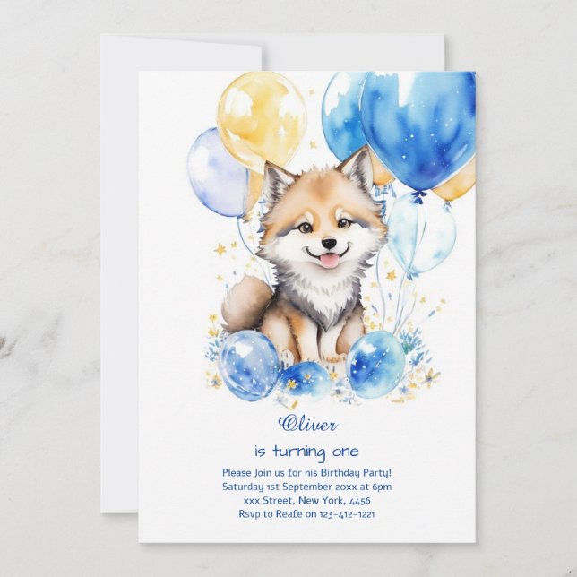 Wolf First Birthday Invitation (Front)