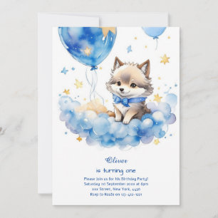 Wolf First Birthday Invitation