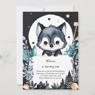 Wolf First Birthday Invitation