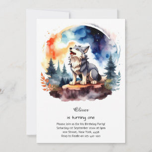 Wolf First Birthday Invitation