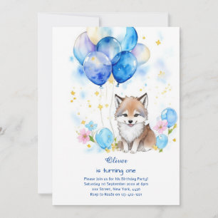 Wolf First Birthday Invitation