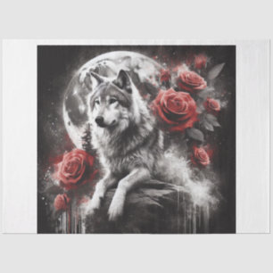 Wolf Floral Moon Tissue Paper