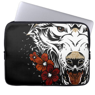 Wolf Flower Tatoo Vintage Laptop Sleeve