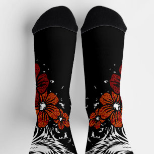 Wolf Flower Tatoo Vintage Socks