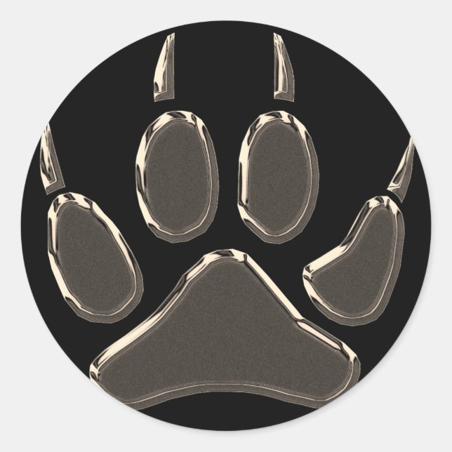 wolf footprint classic round sticker (Front)