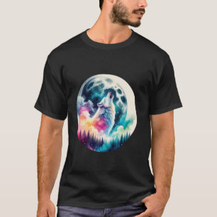 Wolf Forest Moon Vintage Cosmic Howling Wolf Lover T-Shirt