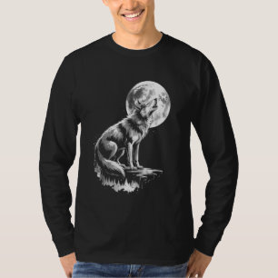 Wolf Forest Moon Vintage Cosmic Howling Wolf Lover T-Shirt