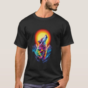 Wolf Forest Moon Vintage Cosmic Howling Wolf Lover T-Shirt