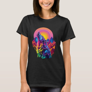 Wolf Forest Moon Vintage Cosmic Howling Wolf Lover T-Shirt