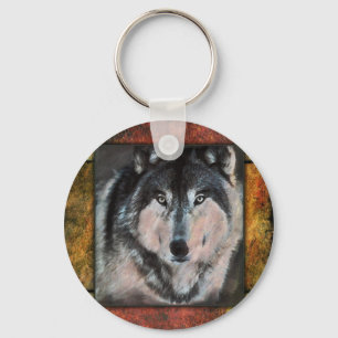 Wolf Framed Key Ring