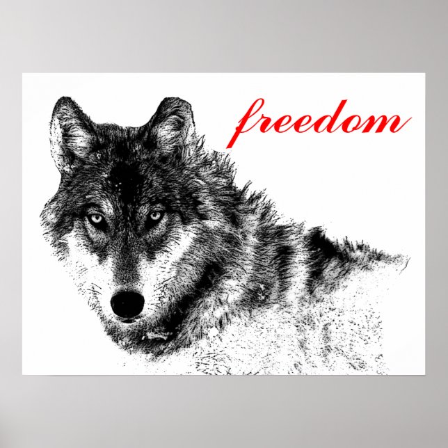 Wolf Freedom Motivational Inspirational Poster (Front)