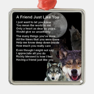 Wolf - Friend Poem Metal Tree Decoration