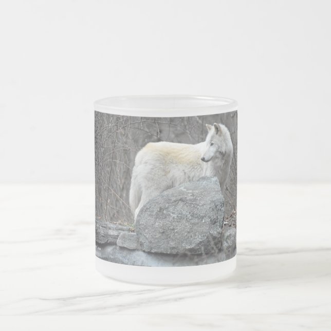 Wolf Frosted Glass Coffee Mug (Center)