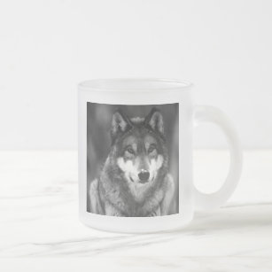 Wolf Frosted Glass Coffee Mug