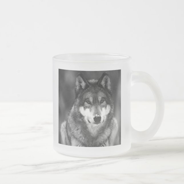 Wolf Frosted Glass Coffee Mug (Right)
