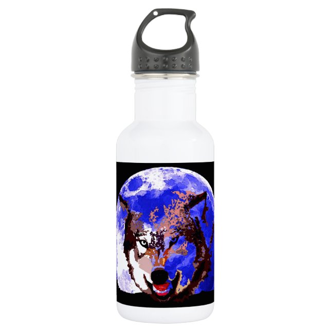 Wolf & Full Moon 532 Ml Water Bottle (Front)