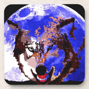 Wolf & Full Moon Coaster