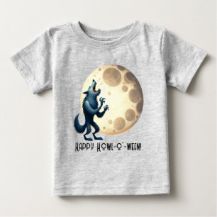 Wolf & Full Moon - Happy Howl-o-ween! Baby T-Shirt