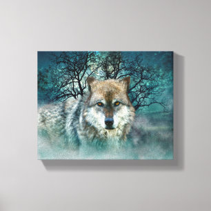 Wolf Full Moon in Fog Canvas Print