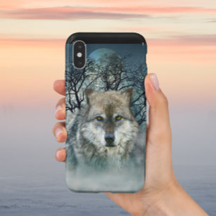 Wolf Full Moon in Fog iPhone XS Max Slider Case