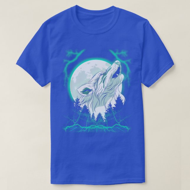 Wolf Full Moon  Outrun Wildlife Wilderness T-Shirt (Design Front)