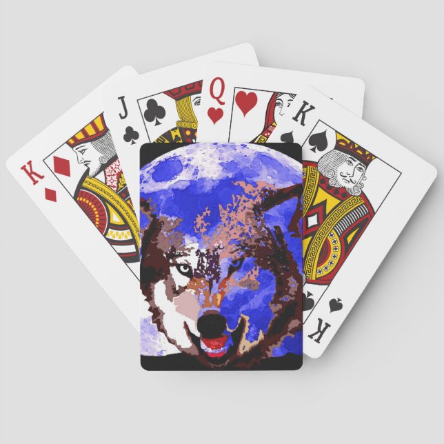 Wolf & Full Moon Playing Cards (Back)