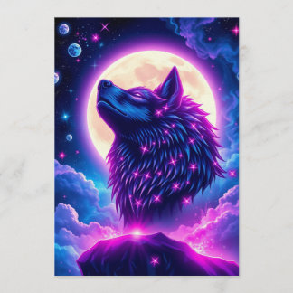 Wolf Galaxy Stars Cosmic Birthday Party Invitation