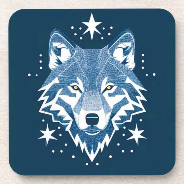 Wolf Geometric Illustration Coaster (Front)