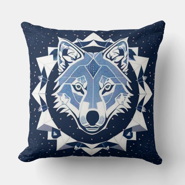 Wolf Geometric Illustration Cushion (Front)