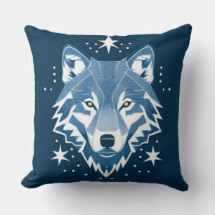 Wolf Geometric Illustration Cushion