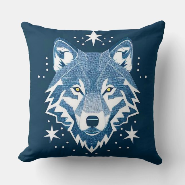 Wolf Geometric Illustration Cushion (Front)