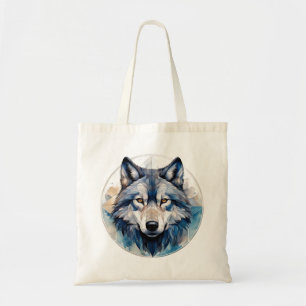 Wolf Geometric Watercolor Tote Bag
