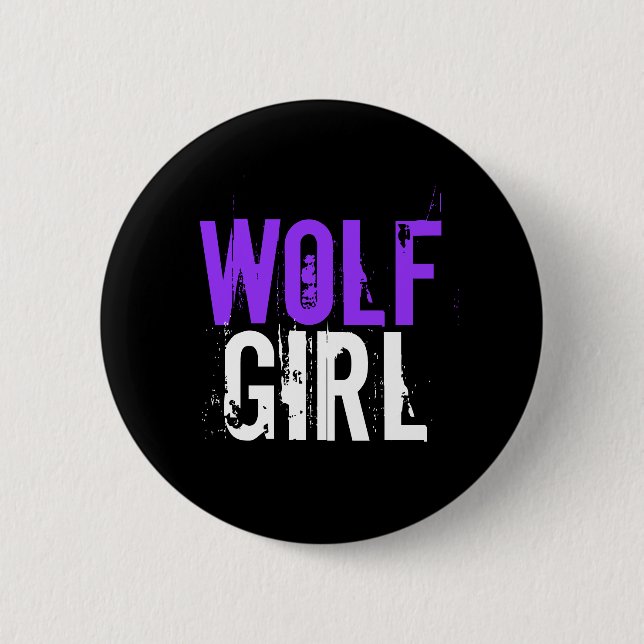 Wolf girl 6 cm round badge (Front)